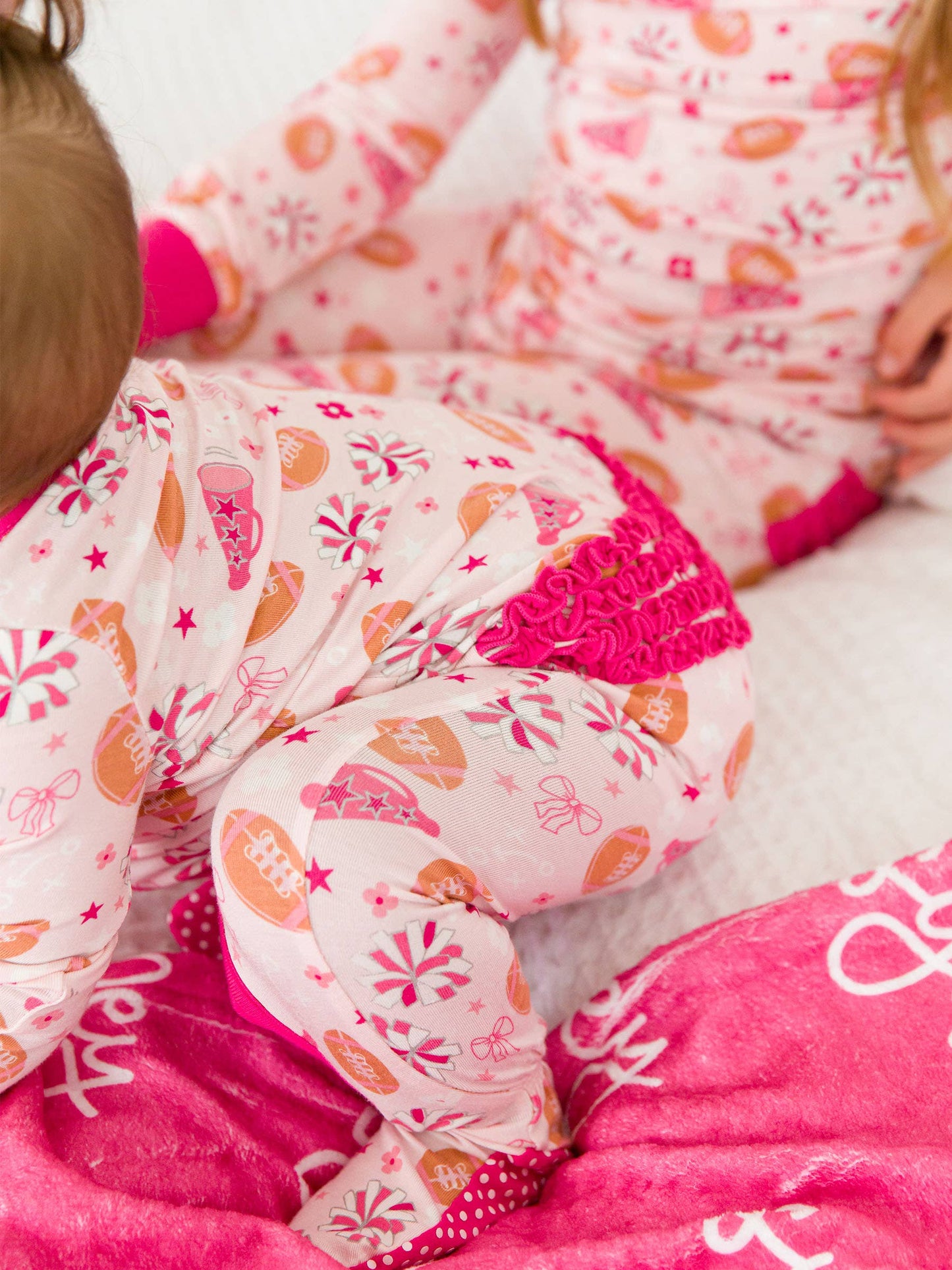 Baby Girls Spirit Squad Football Bamboo Viscose Footed Ruffle One Piece Pajama
