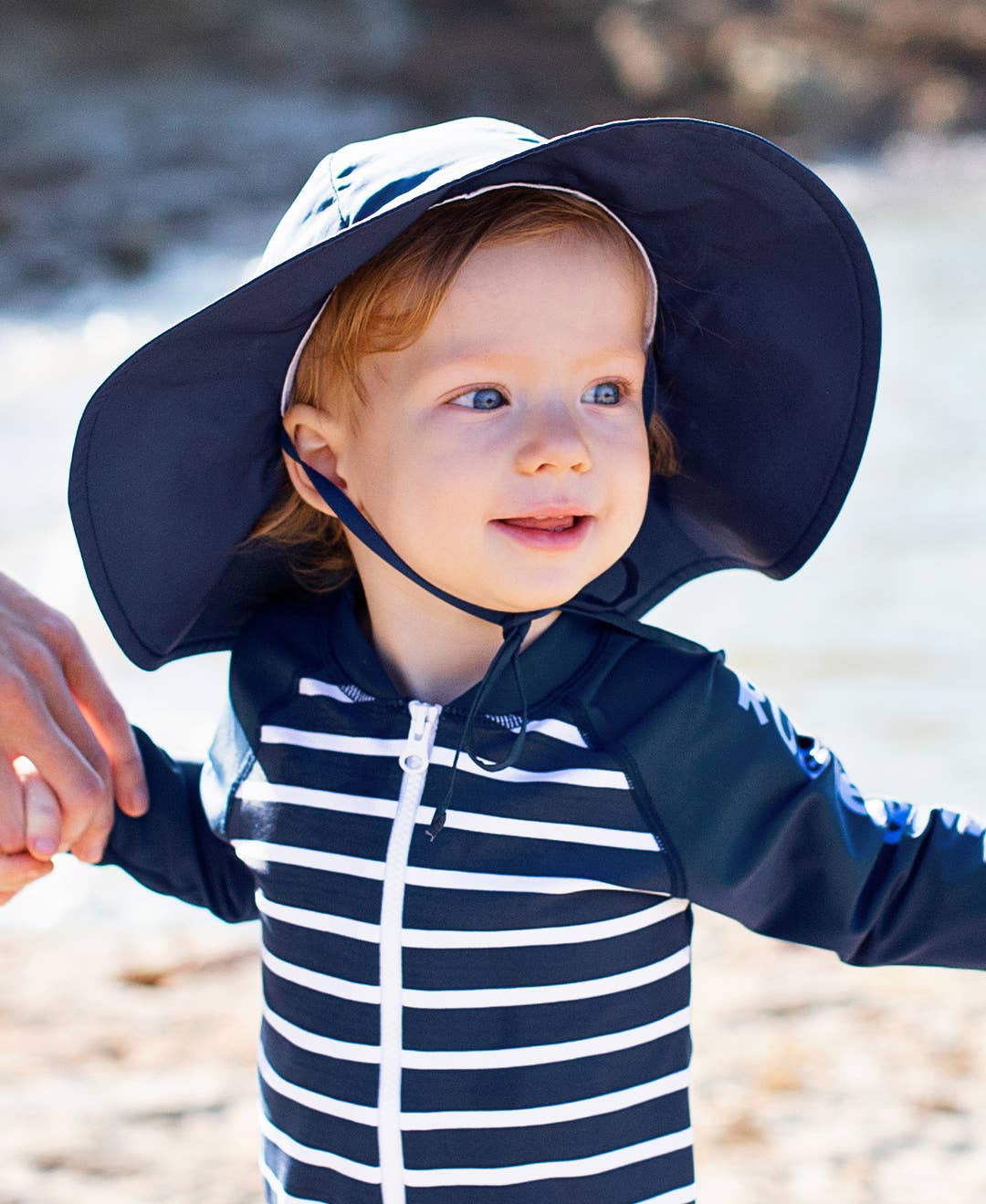 Navy Sun Protective Hat: 0-6m