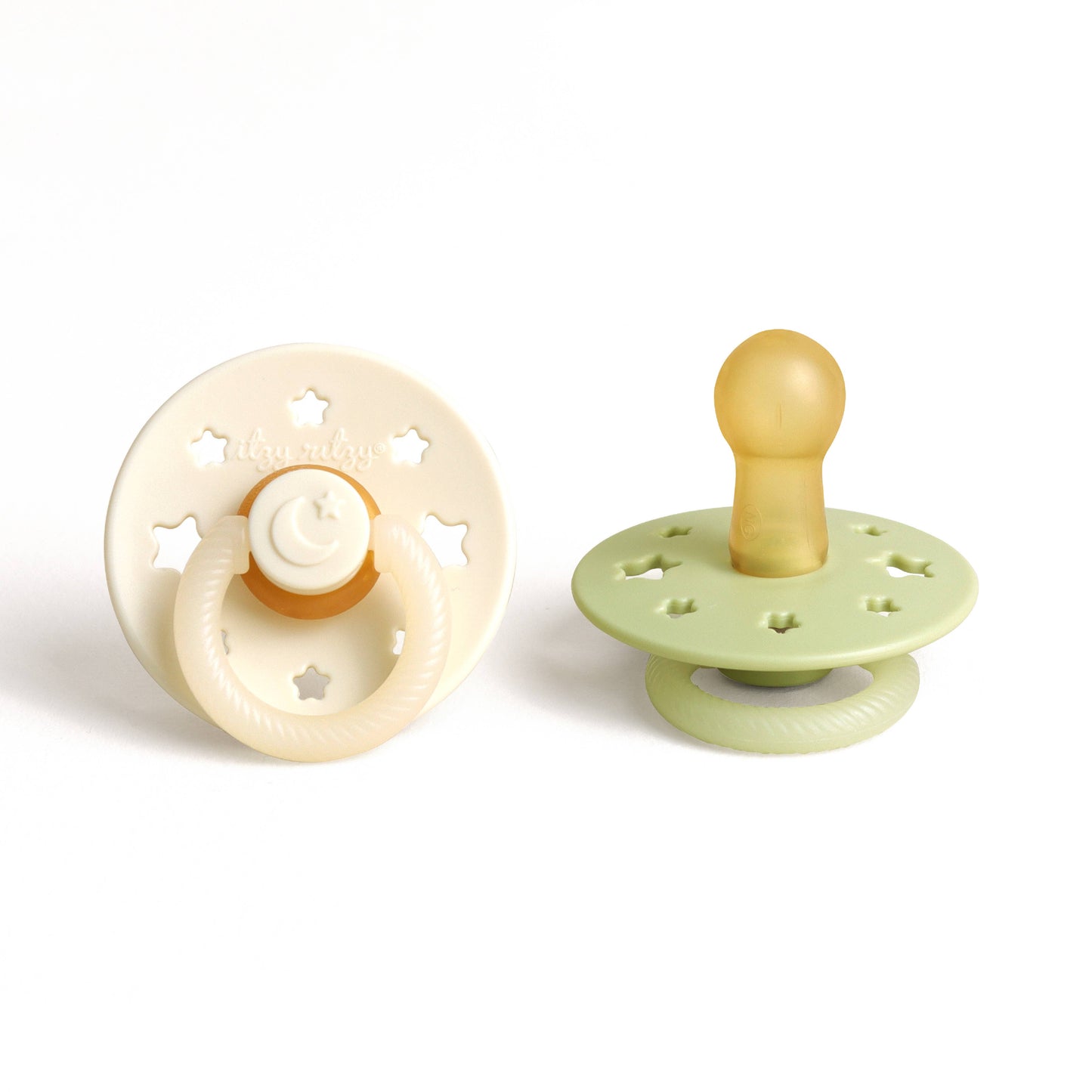 Itzy Soother™ Natural Rubber Paci Sets: Glow - Buttercream + Pistachio 6-18 M