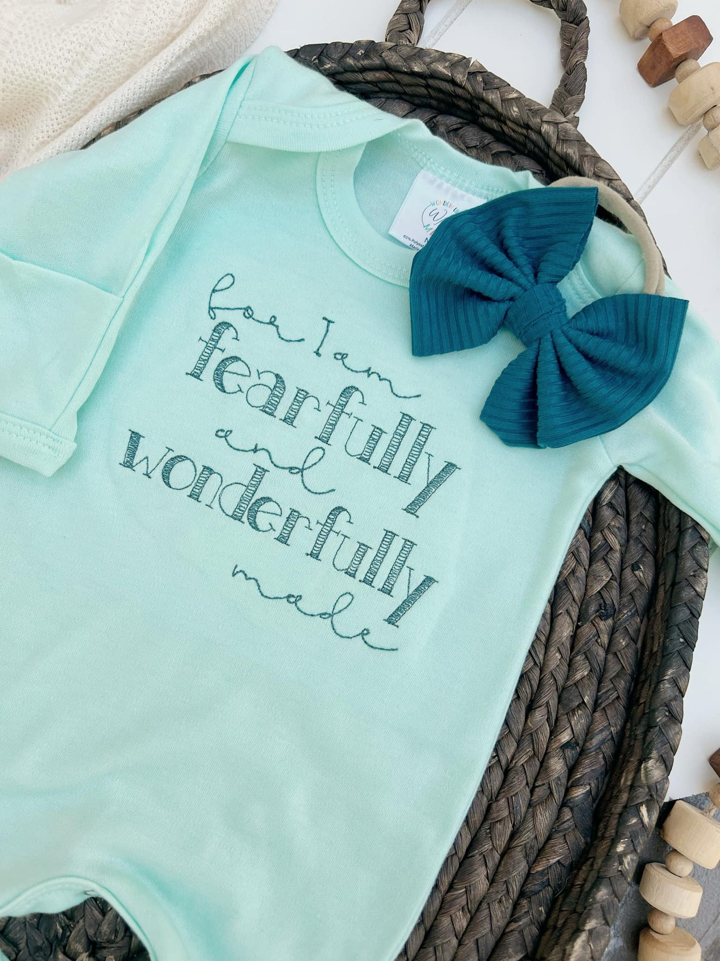 Wonderfully Made - Mint: Newborn / Romper Only