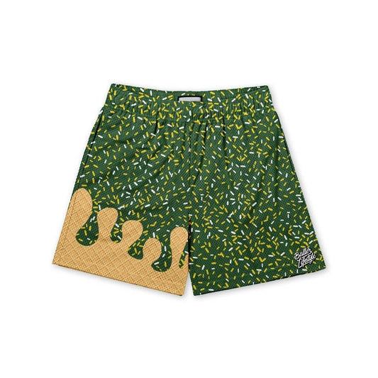 Baseball Ice Cream Drip Shorts: GREEN/GOLD