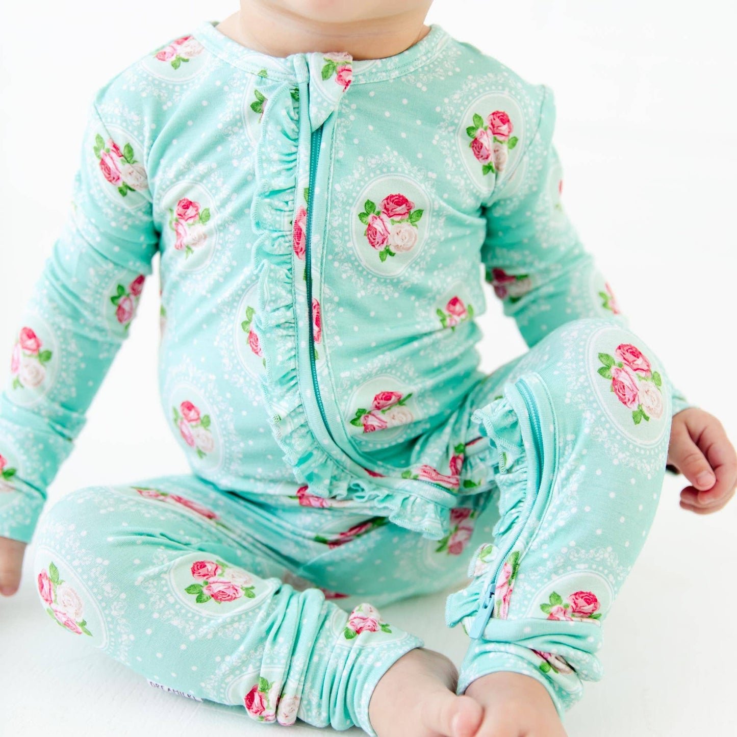Ring Around The Roses Floral Ruffle Convertible Footie Bamboo Baby Pajamas