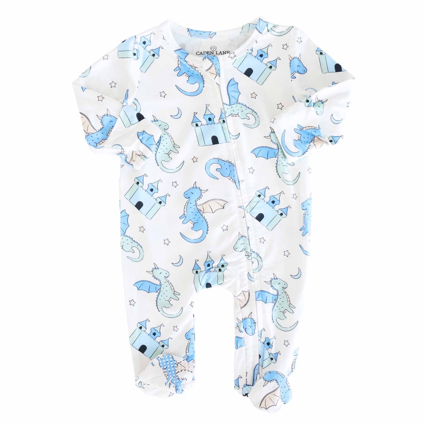 Dragon Adventure Zipper Footie | Blue
