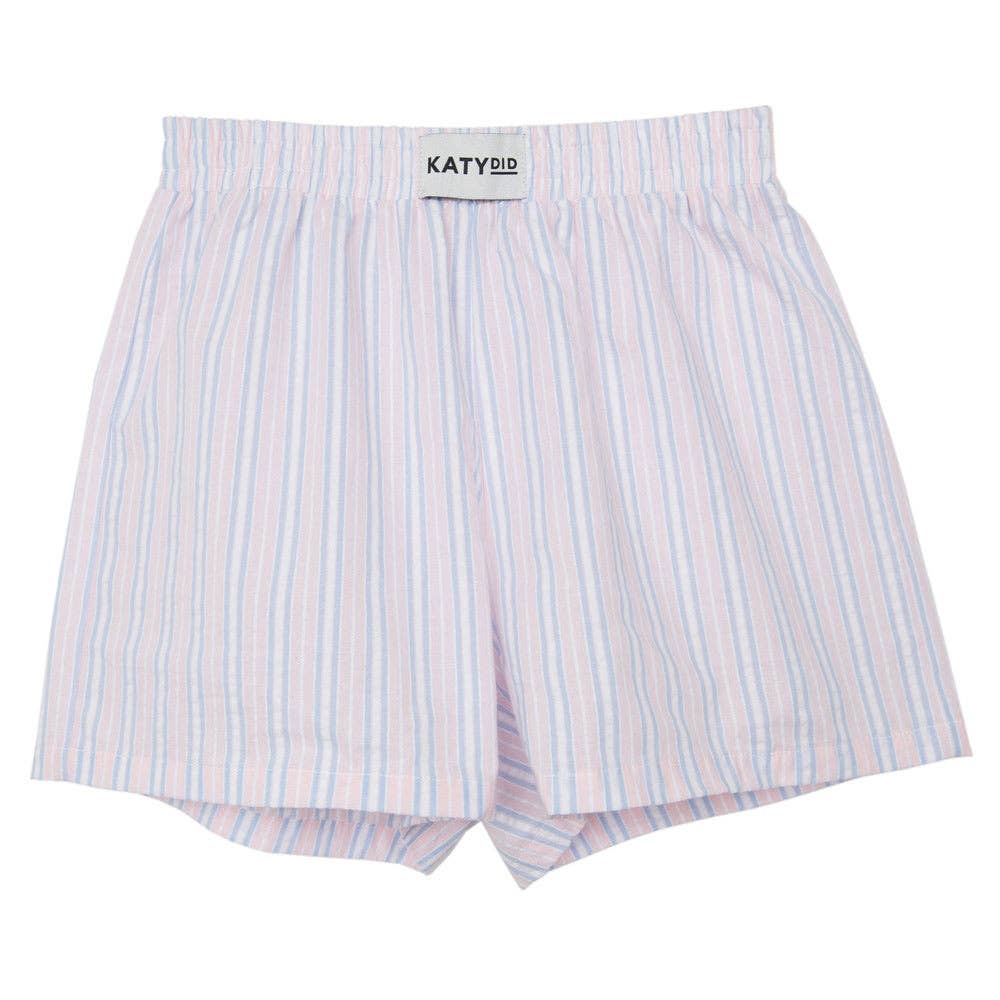 Women's Light Pink and Blue Striped Boxers