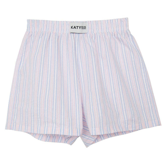 Women's Light Pink and Blue Striped Boxers