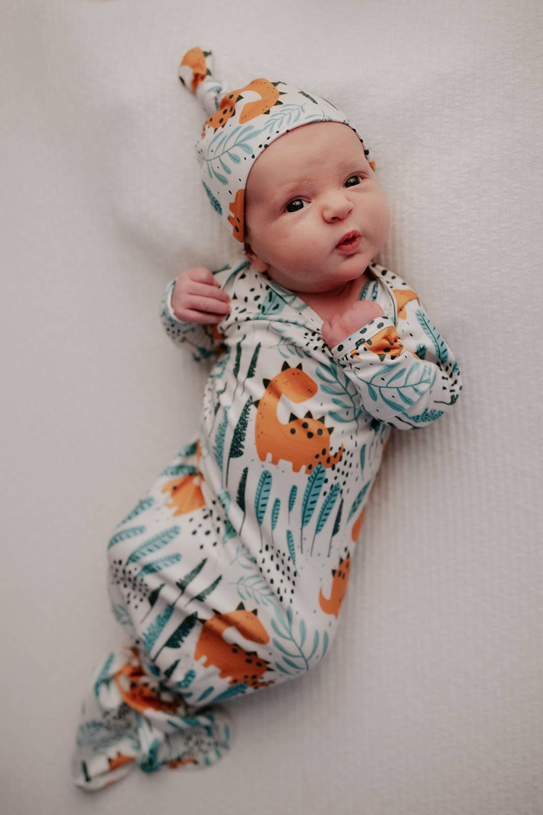 Dinosaur Knotted Gown: Gown & Hat