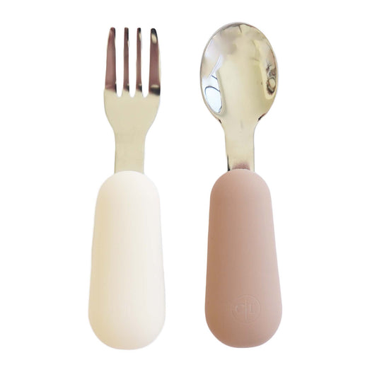 Silicone Silverware Set: Camel | Eggshell