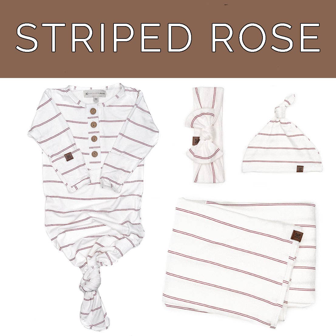 Newborn Essentials Bundle: Knotted Hat / Striped Onyx / 0-3 MONTHS
