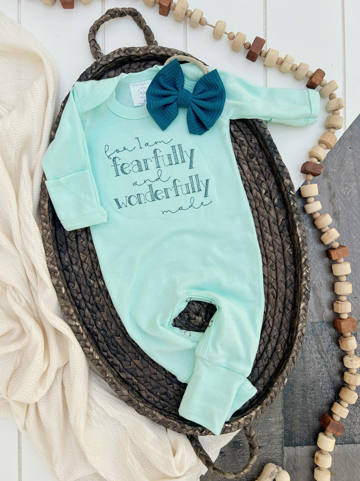 Wonderfully Made - Mint: Newborn / Romper Only