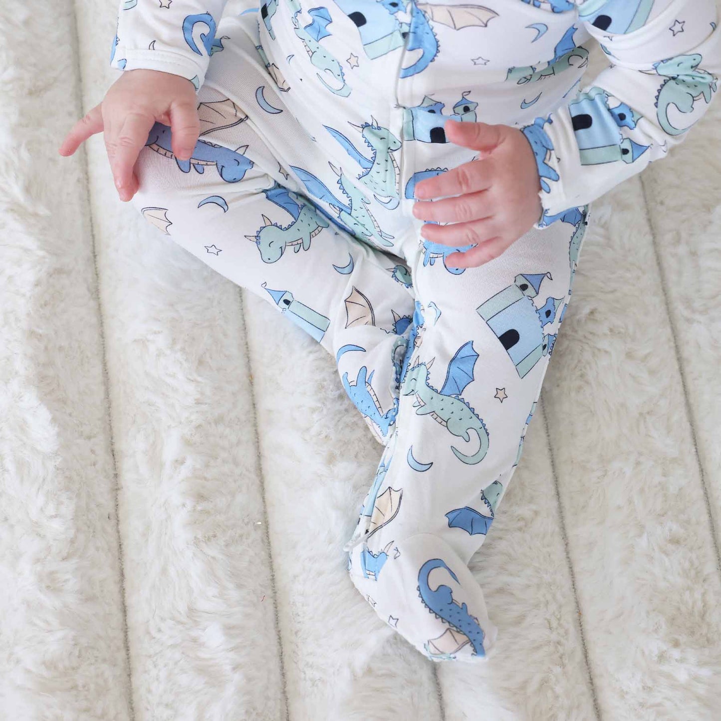 Dragon Adventure Zipper Footie | Blue