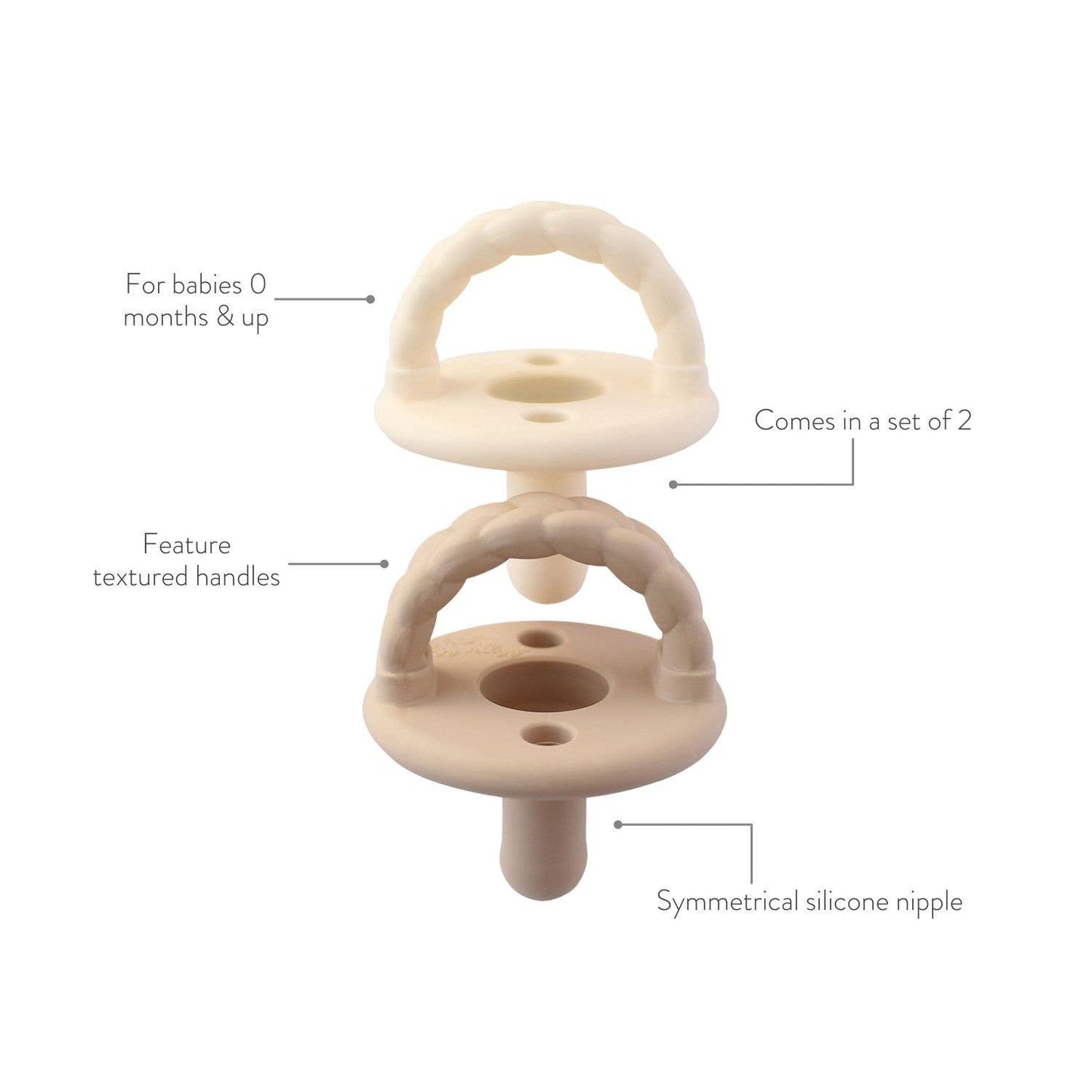 Sweetie Soother™ Silicone Pacifier Set of 3 Coffee & Cream: Coffee & Cream