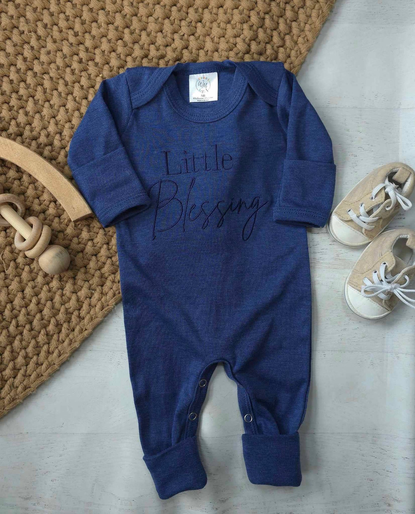 Little Blessing Blue: Romper and Knotted Hat