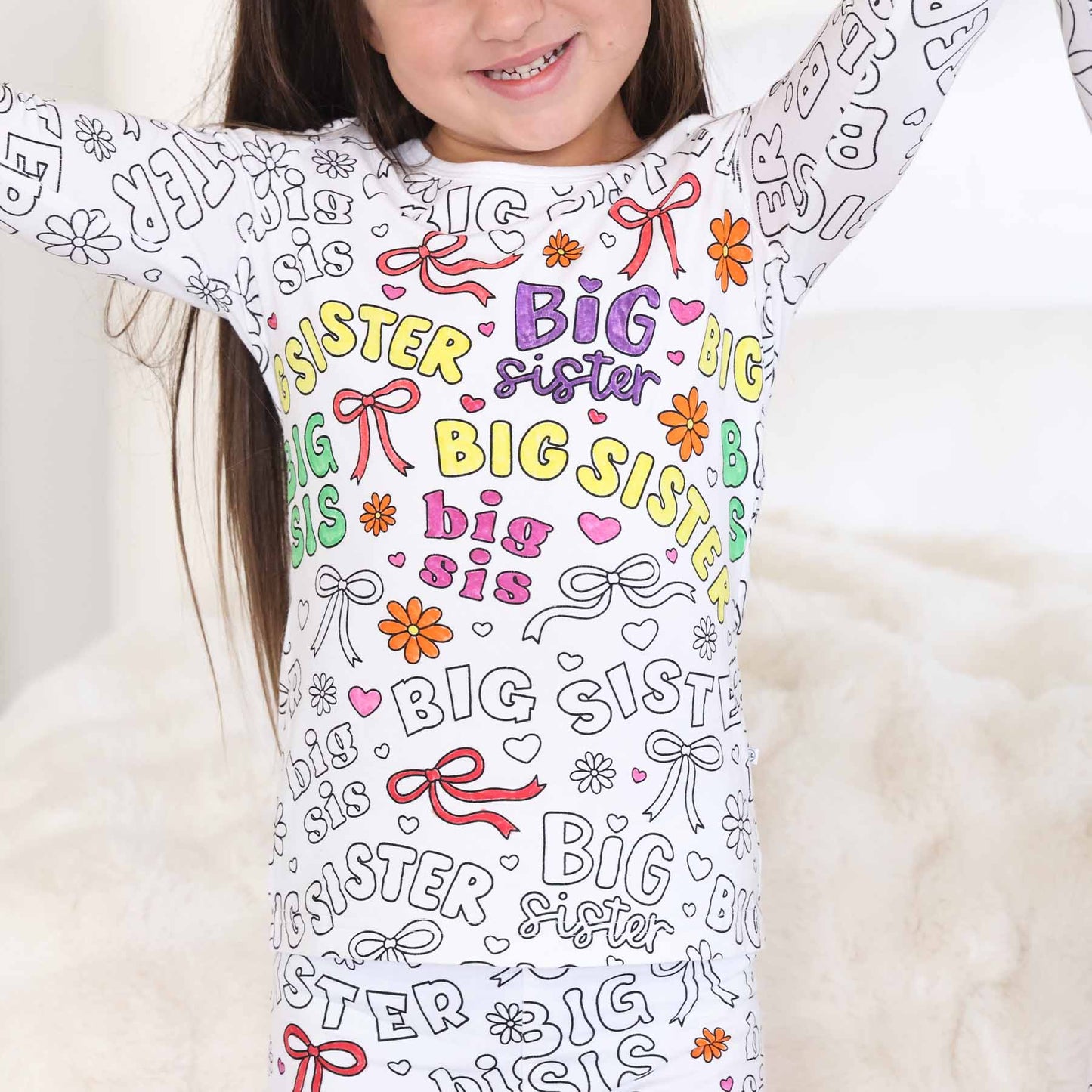 Colorable Two Piece Pajama Set | Big Sis