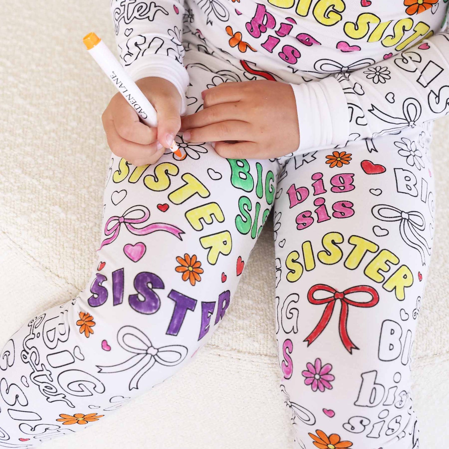 Colorable Two Piece Pajama Set | Big Sis