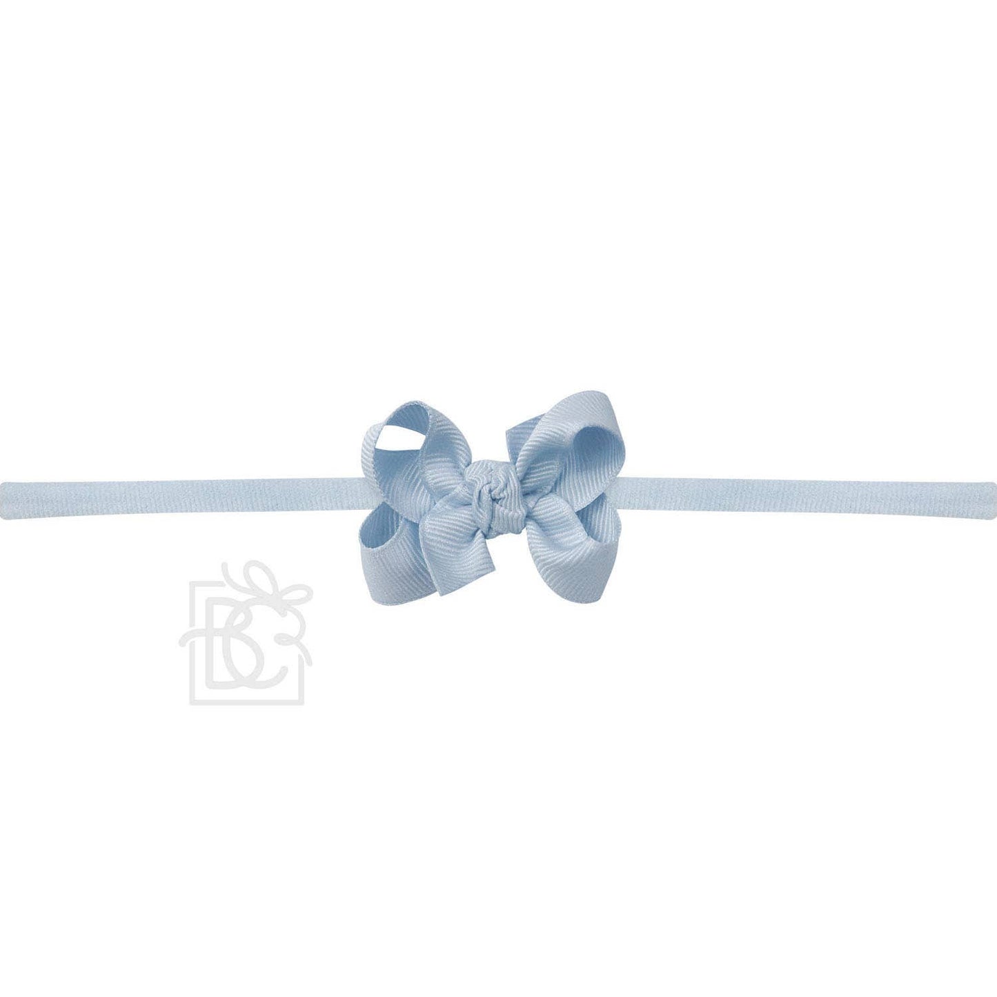 1/4" NYLON PANTYHOSE HEADBAND W/SIGNATURE GROSGRAIN BOW: L. PINK / 3.5" Medium