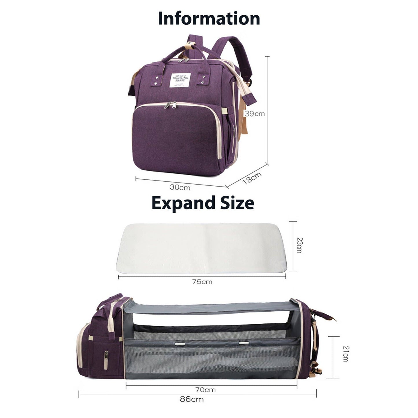 Cross-Border New Bed Bag One Mommy Bag: Grey