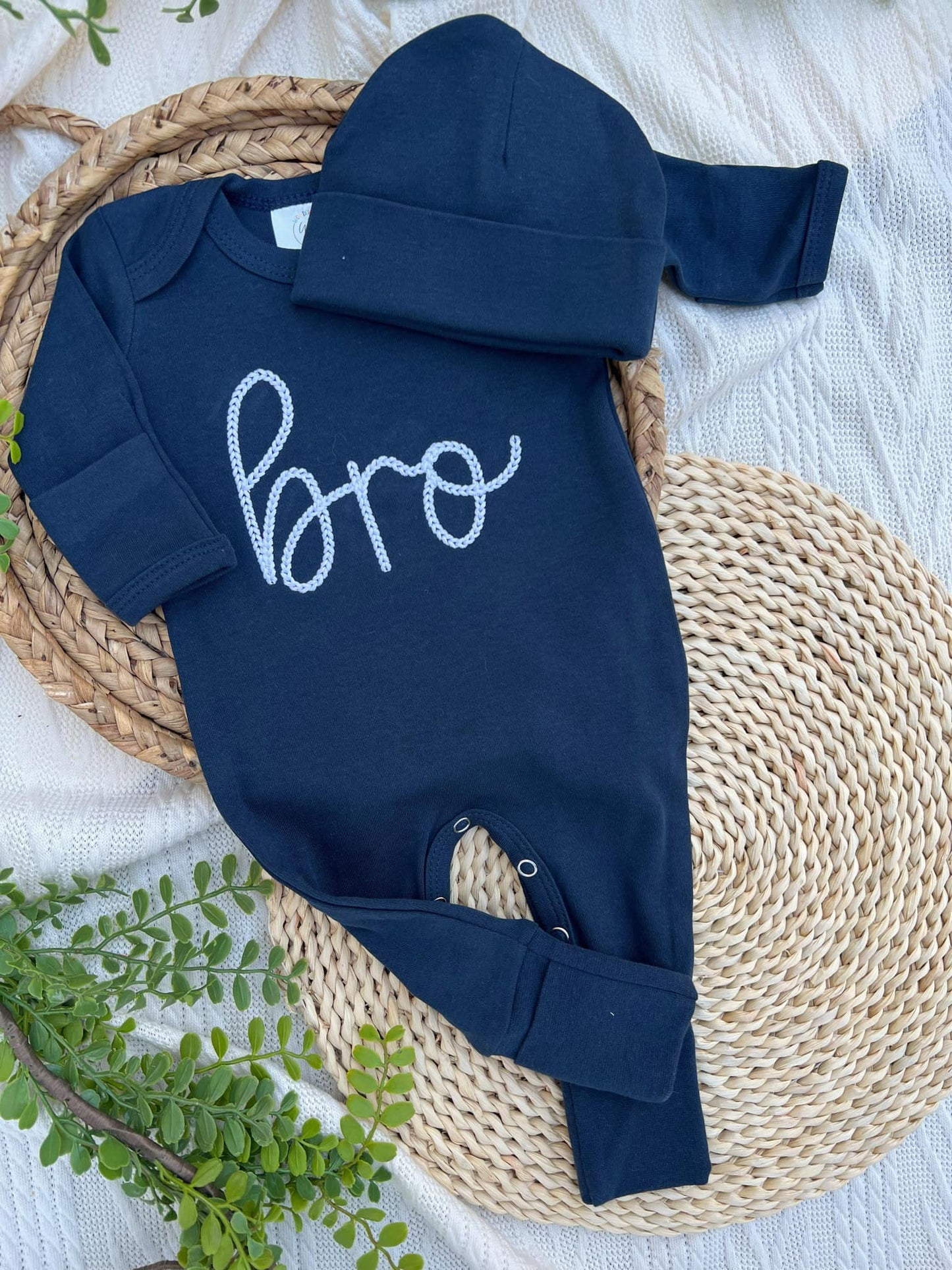 Navy Blue Romper Bro: Newborn / Romper only