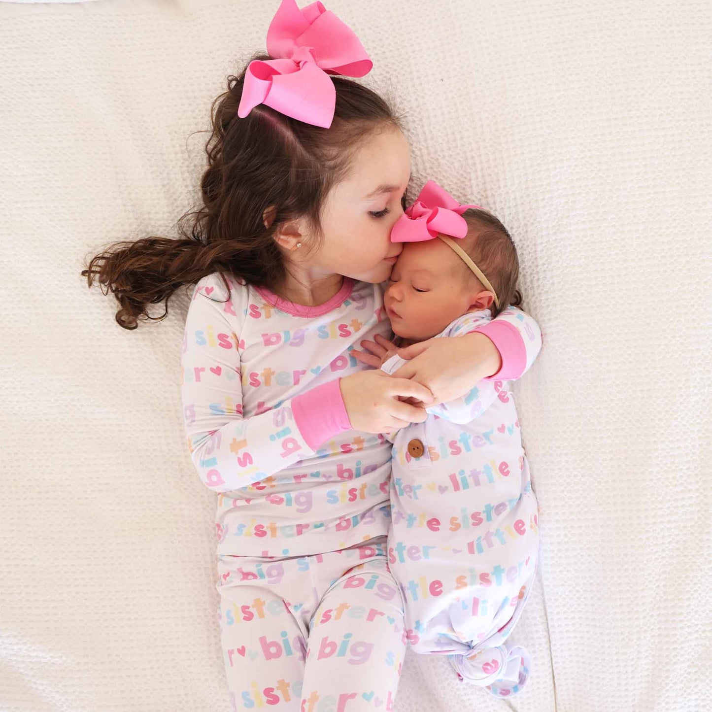 Little Sister Newborn Baby Knot Gown & Hat Set