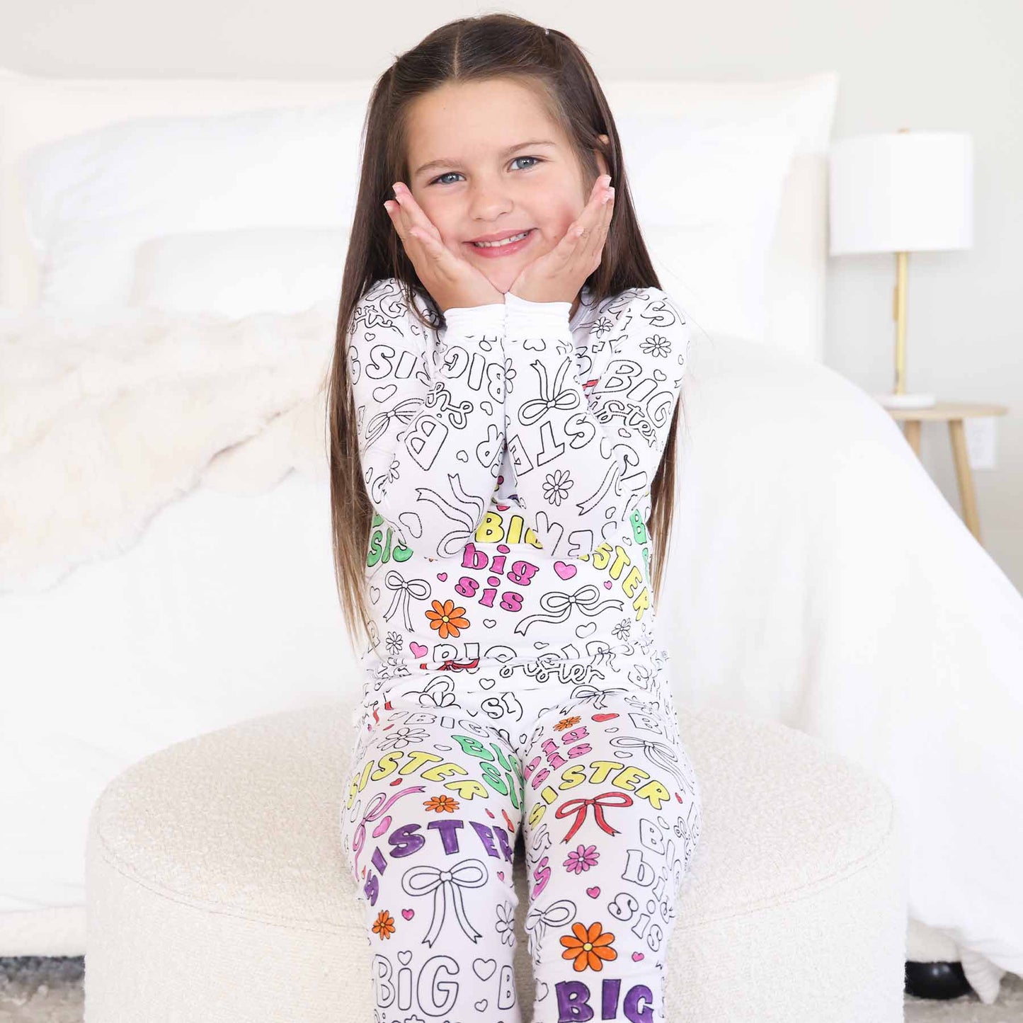 Colorable Two Piece Pajama Set | Big Sis