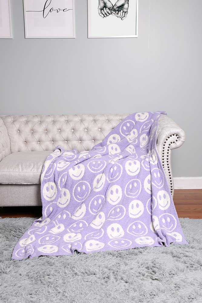 Luxury Soft Happy Face Throw Blanket: Pink