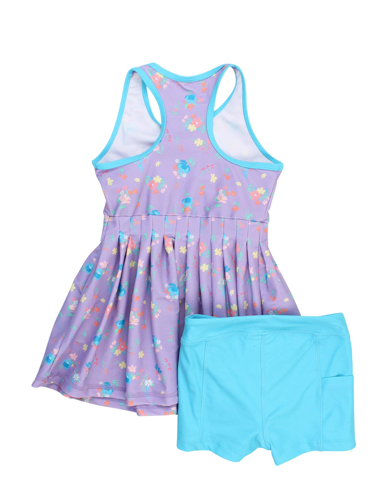 Girls Purple Garden Active Dress & Bike Short Set