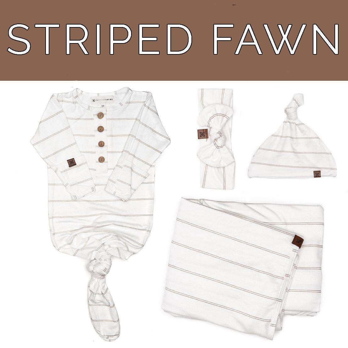 Newborn Essentials Bundle: Knotted Bow / Striped Onyx / 0-3 MONTHS