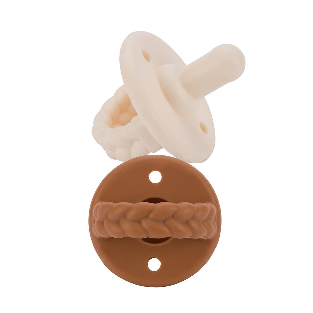 Sweetie Soother™ Pacifier Sets (2-pack): Toast + Buttercream Braids