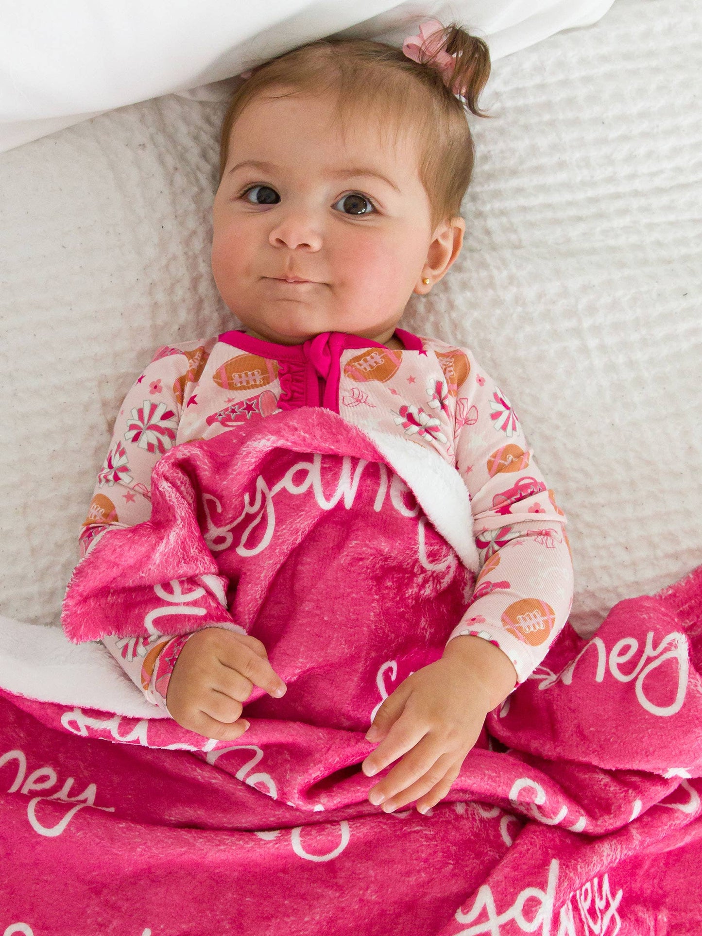 Baby Girls Spirit Squad Football Bamboo Viscose Footed Ruffle One Piece Pajama