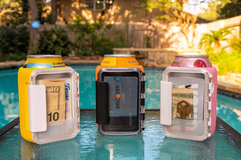 Kangaroozie (for regular cans) - Koozie with Pocket: Yellow Foam/Black Compartment