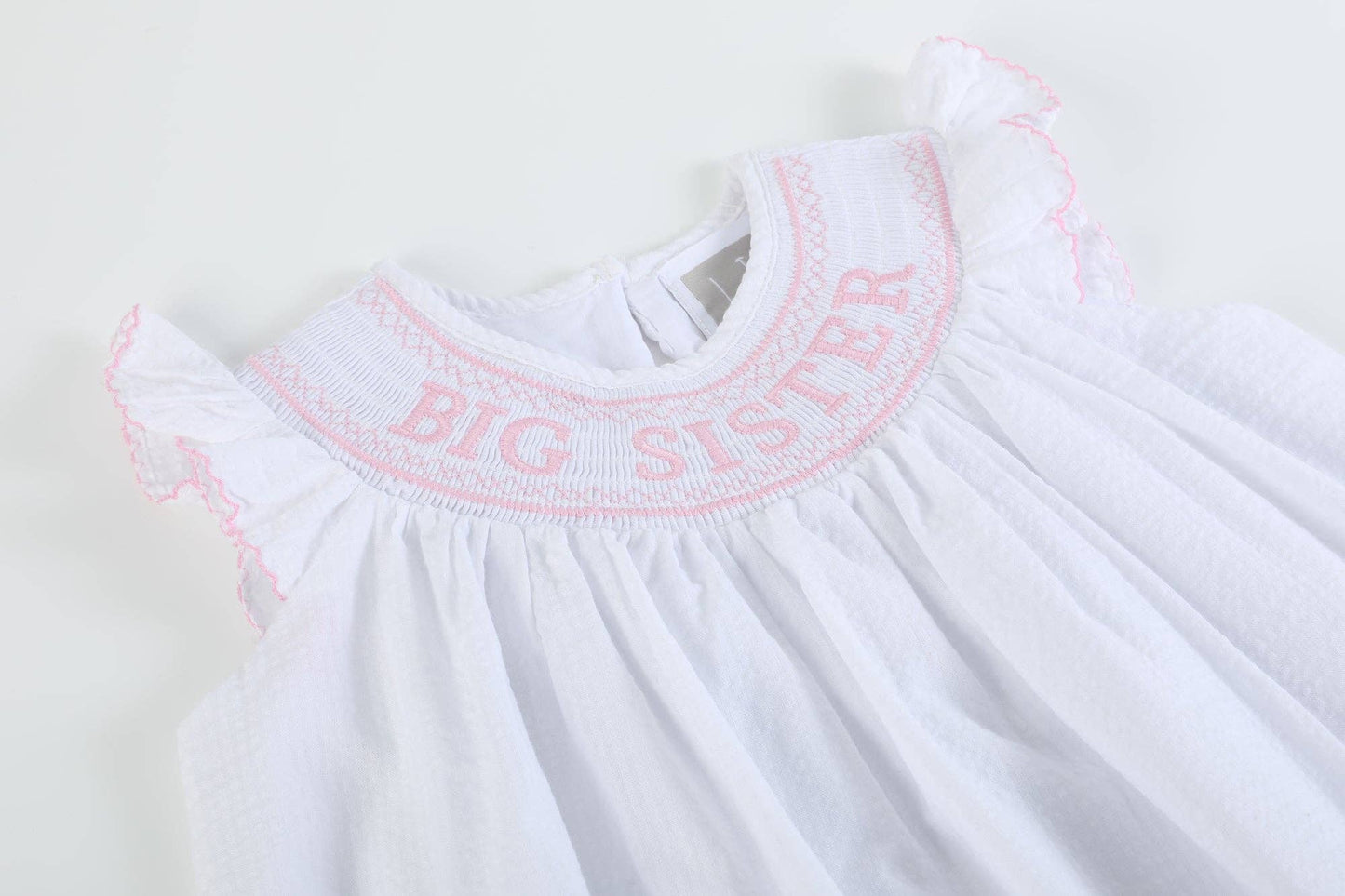 White Big Sister Smocked Bishop Dress