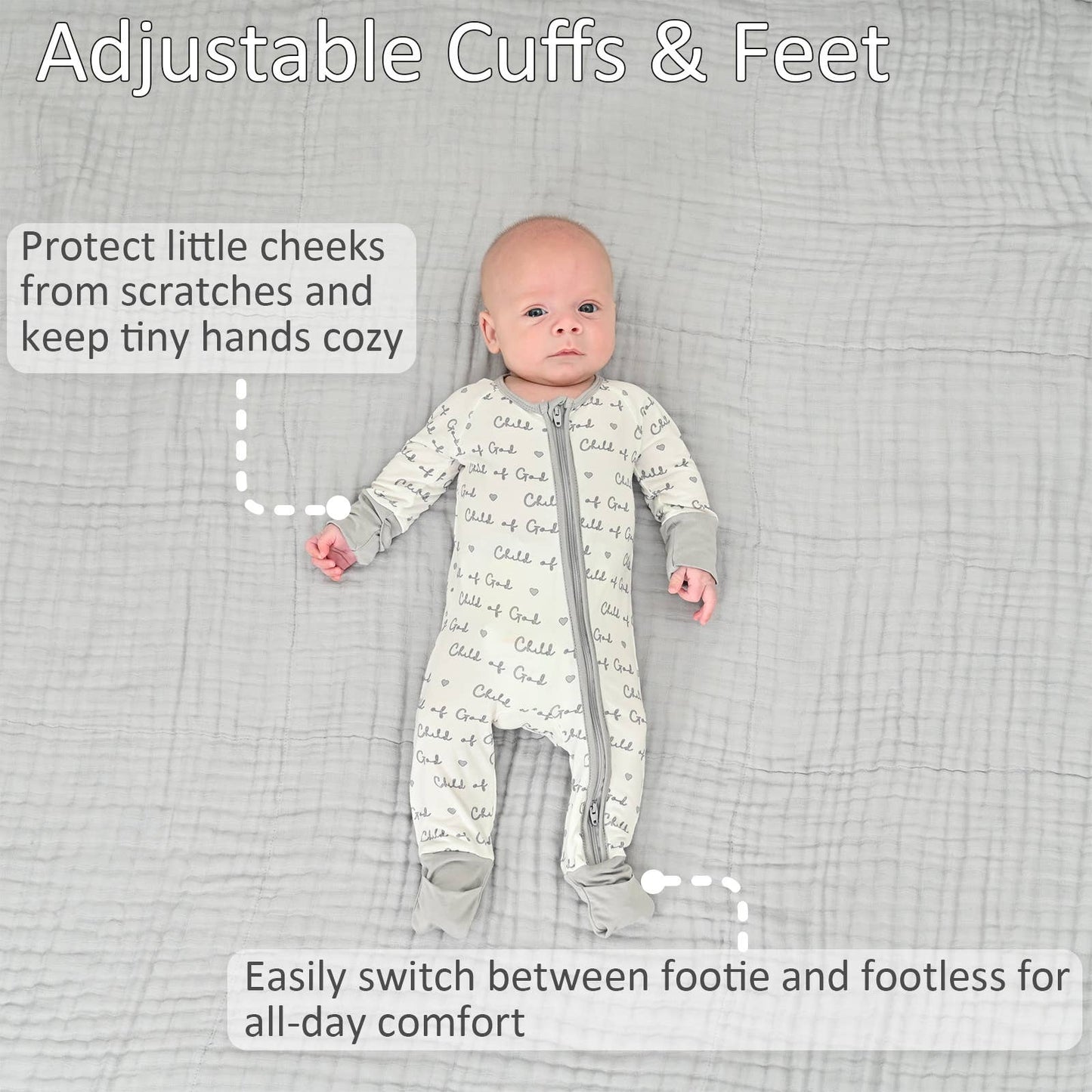 Child Of God Baby Bamboo 2-Way Zipper Baby Romper