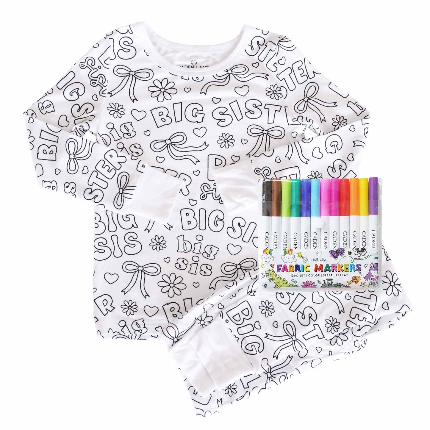 Colorable Two Piece Pajama Set | Big Sis