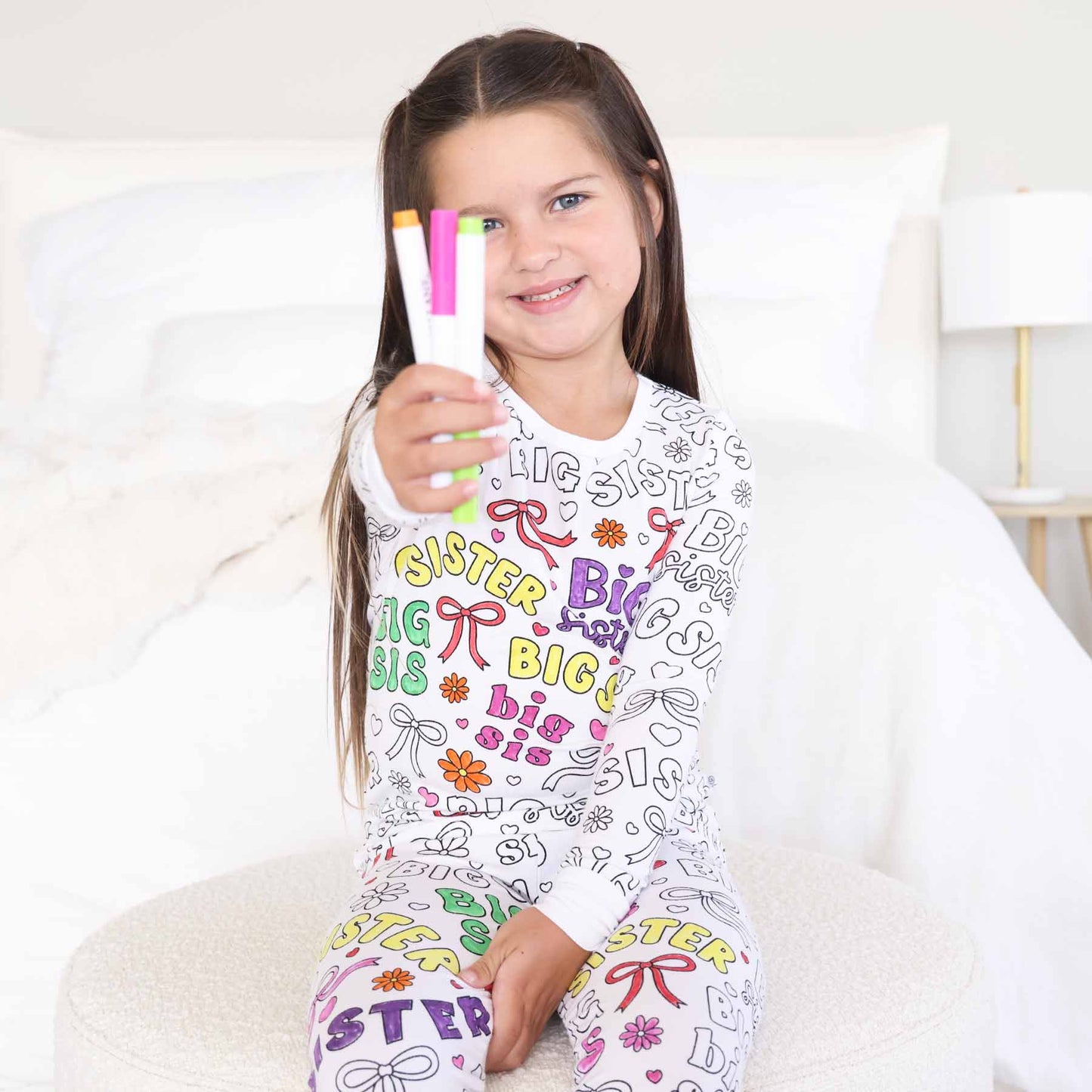 Colorable Two Piece Pajama Set | Big Sis