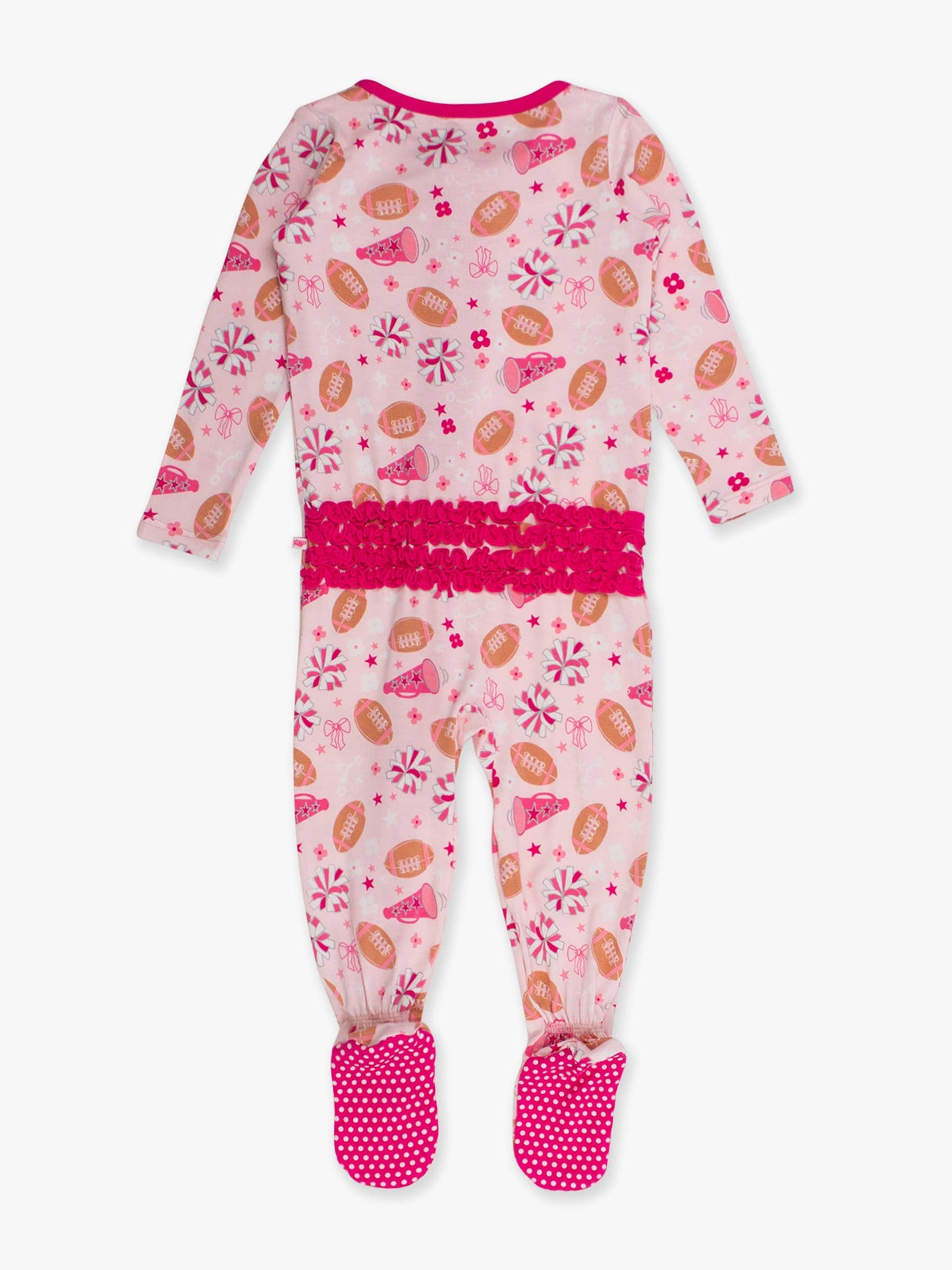 Baby Girls Spirit Squad Football Bamboo Viscose Footed Ruffle One Piece Pajama