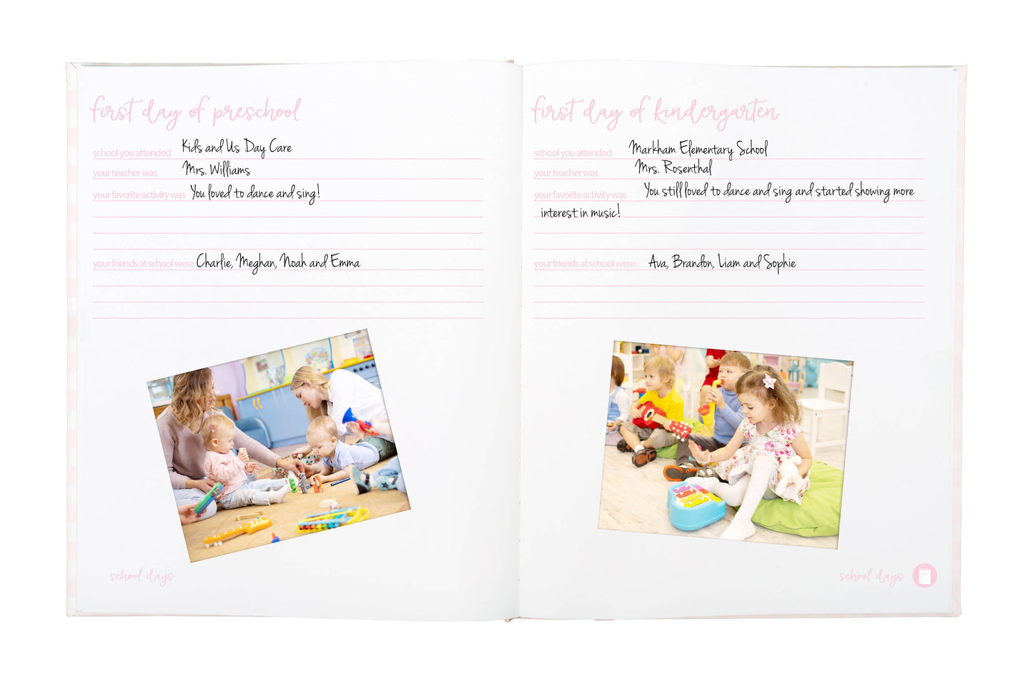 Gingham Baby Memory Book and Clean-Touch Ink Pad, Pink