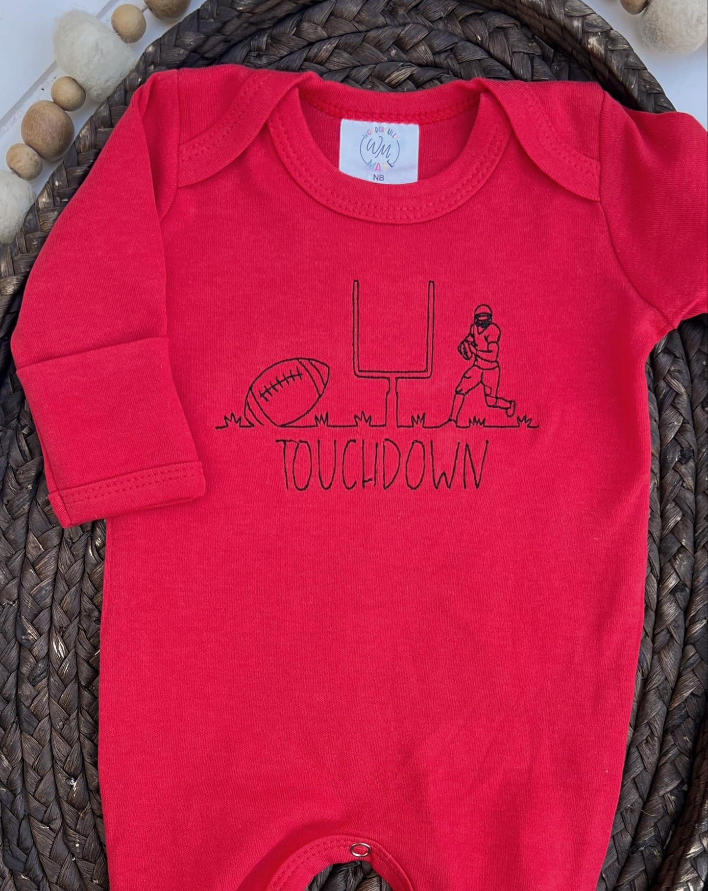 Football Baby Outfit - Touchdown Red: Newborn / Romper only