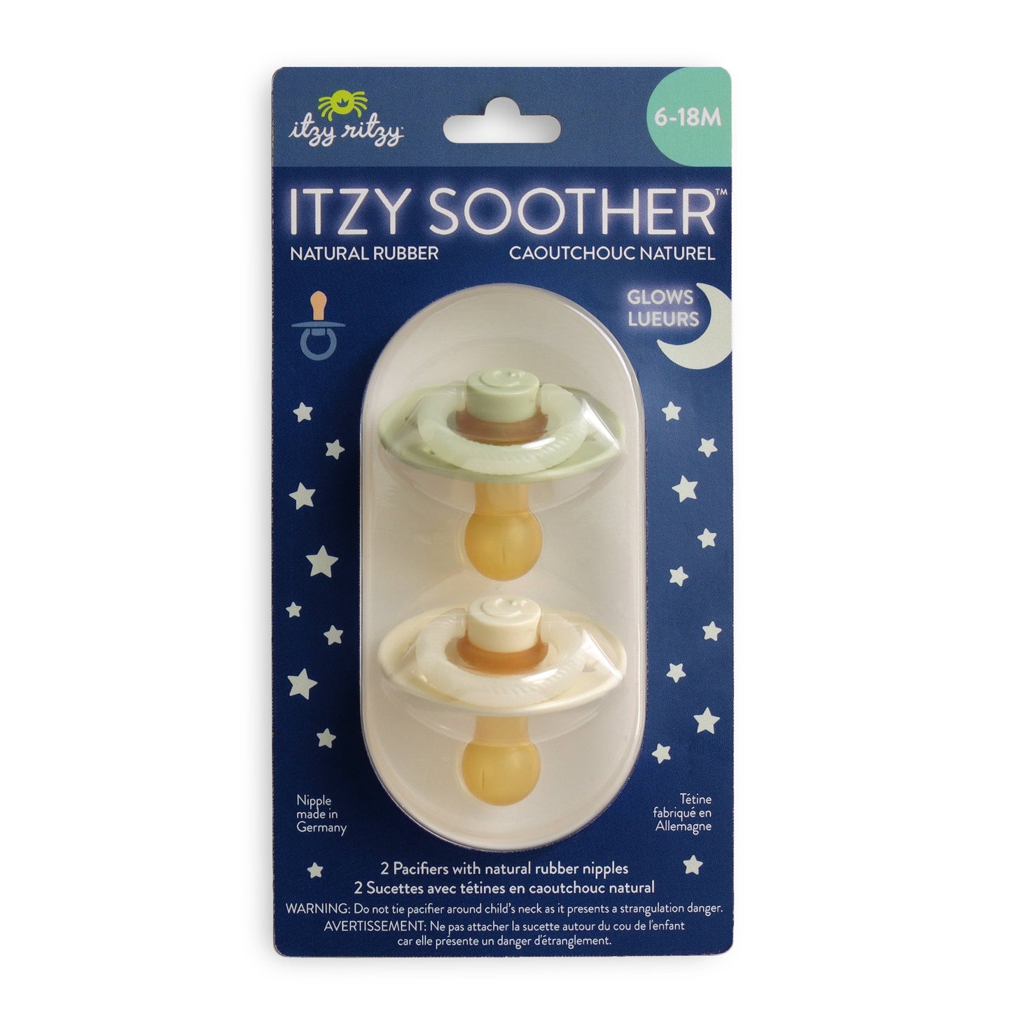 Itzy Soother™ Natural Rubber Paci Sets: Glow - Buttercream + Pistachio 6-18 M
