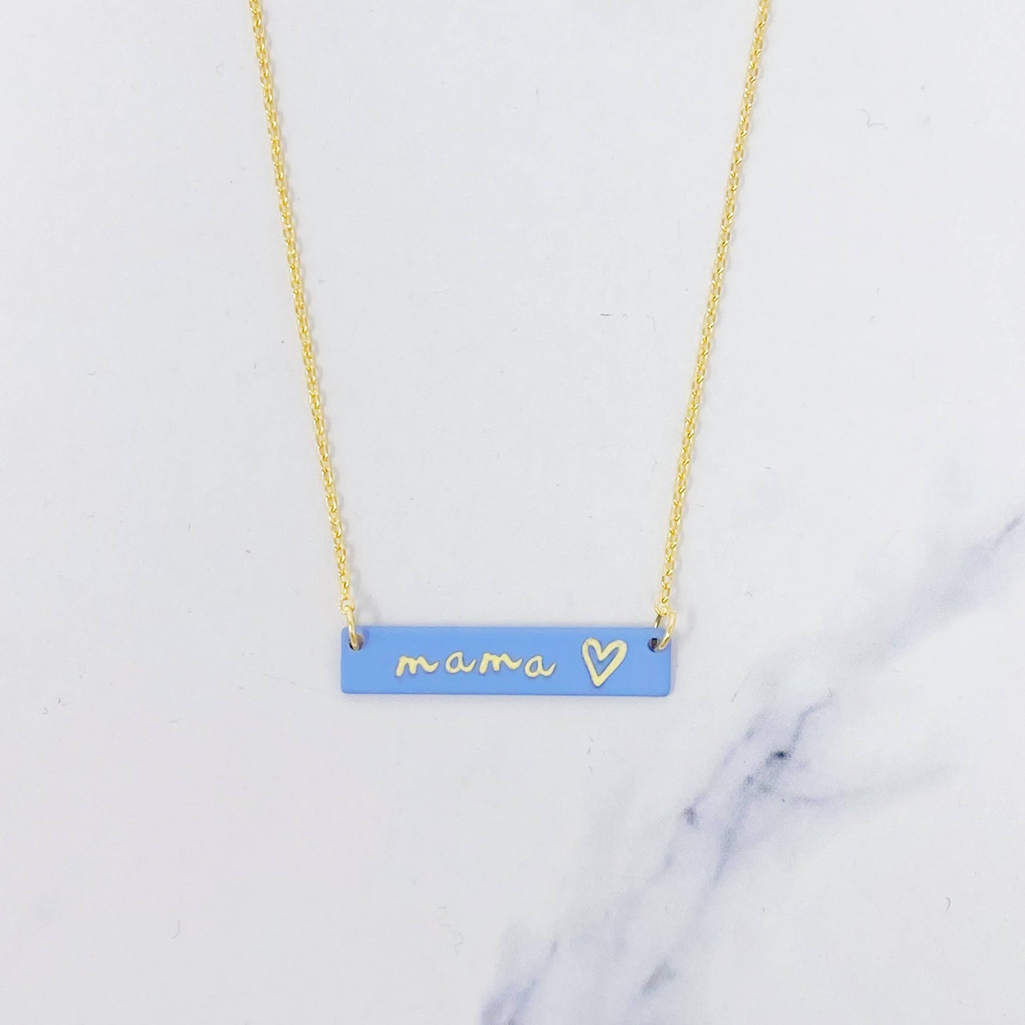 Mama Bar Heart Necklace: Pink
