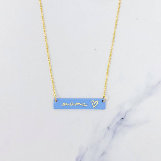 Mama Bar Heart Necklace: Sky