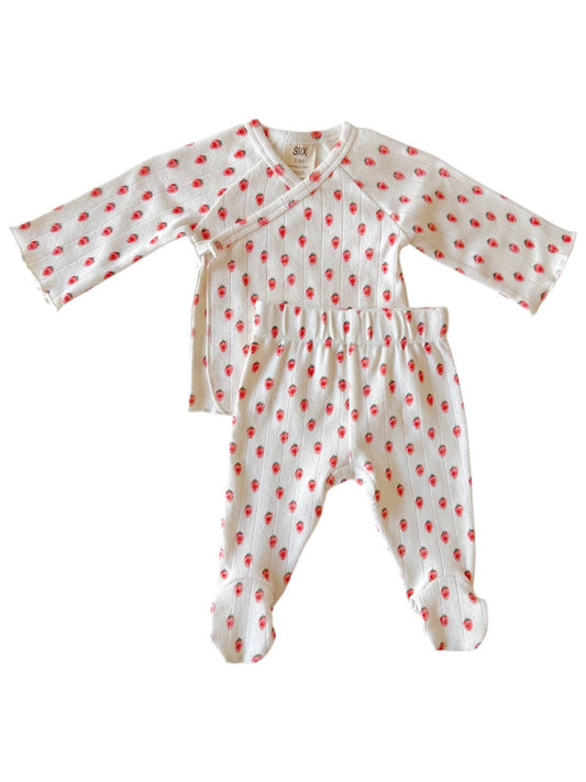 White Strawberry / Organic Pointelle Newborn Set: Newborn