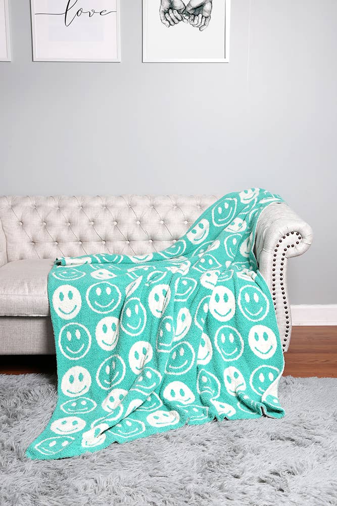 Luxury Soft Happy Face Throw Blanket: Pink