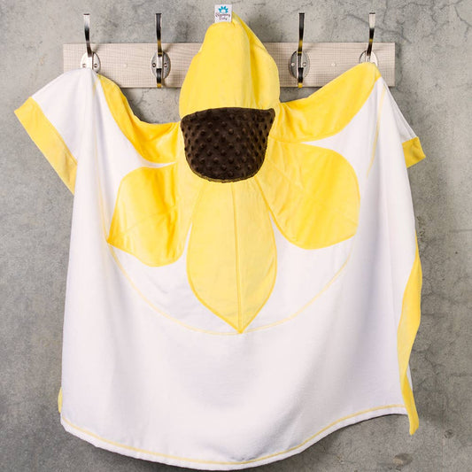 Blooming Bath Flower Hooded Towel: Yellow