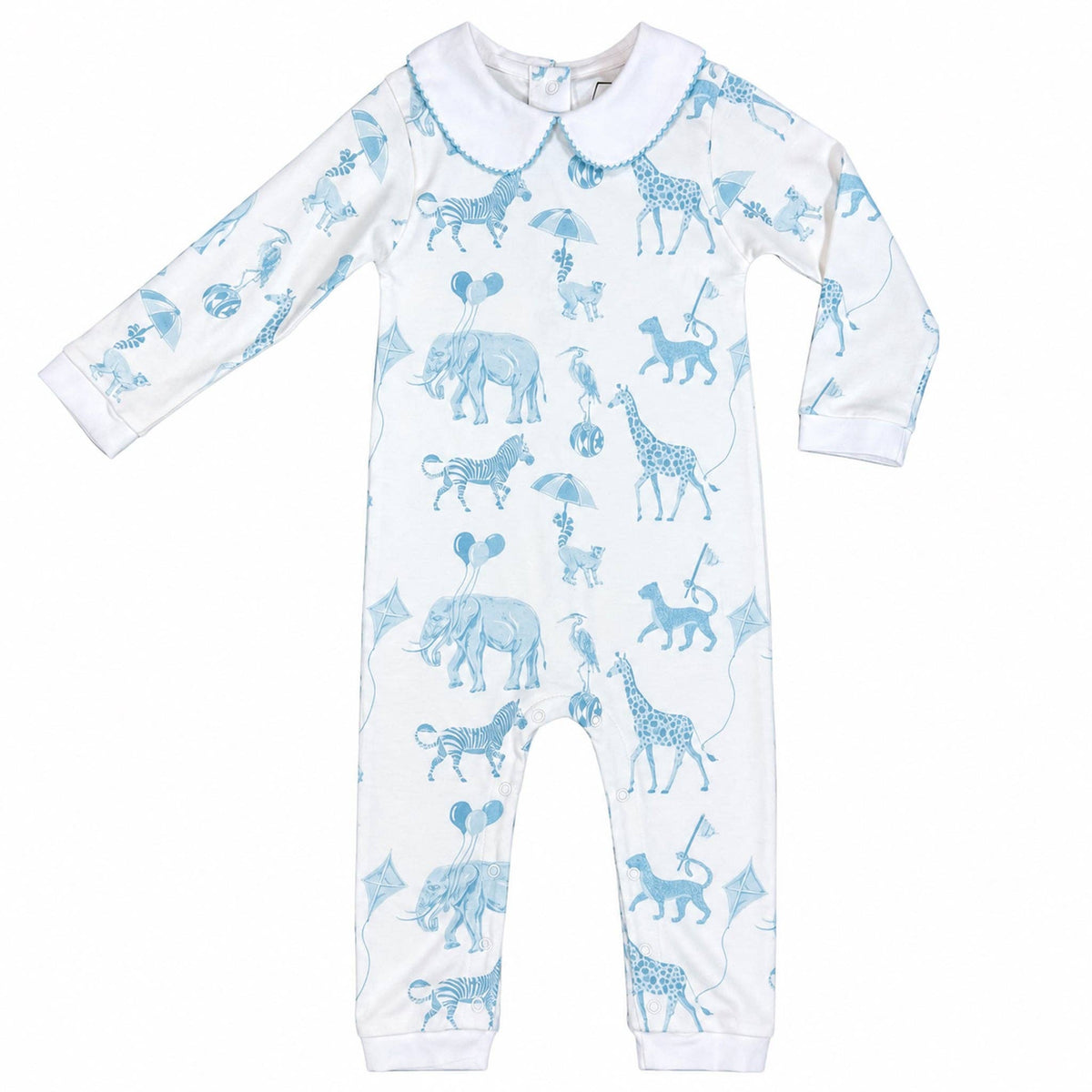 Footless Peter Pan Playsuit: Blue Bubblegum Safari