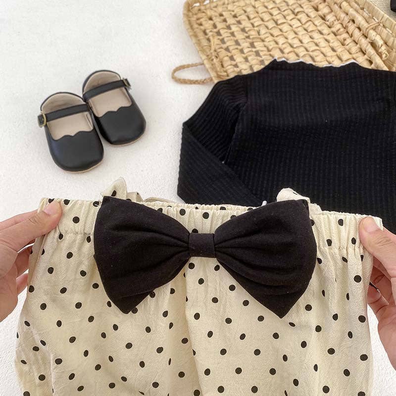 Polka Dot Overall Onesies And Long Sleeve Base Layer Top Set