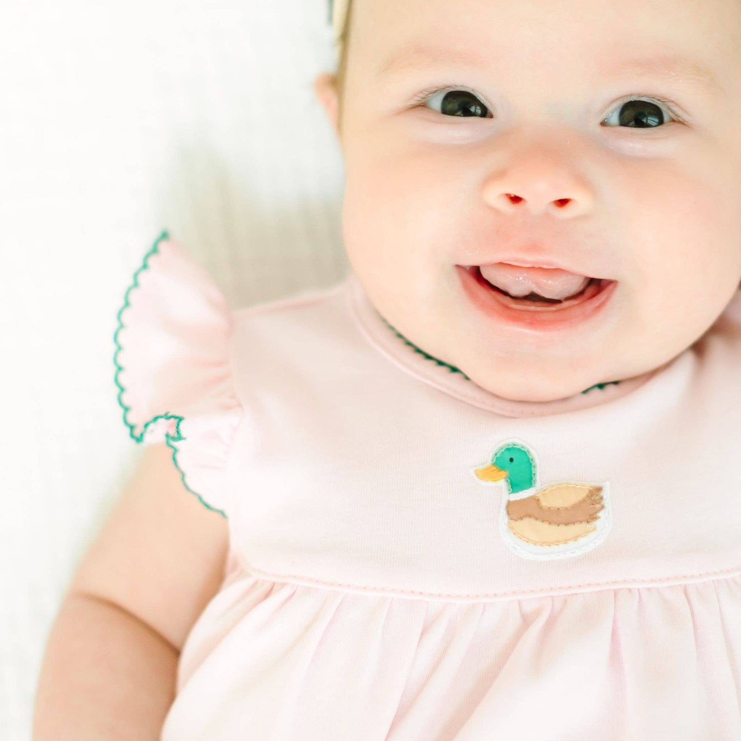 Mini Mallard Embroidered Bubble - Pink: 3 Months