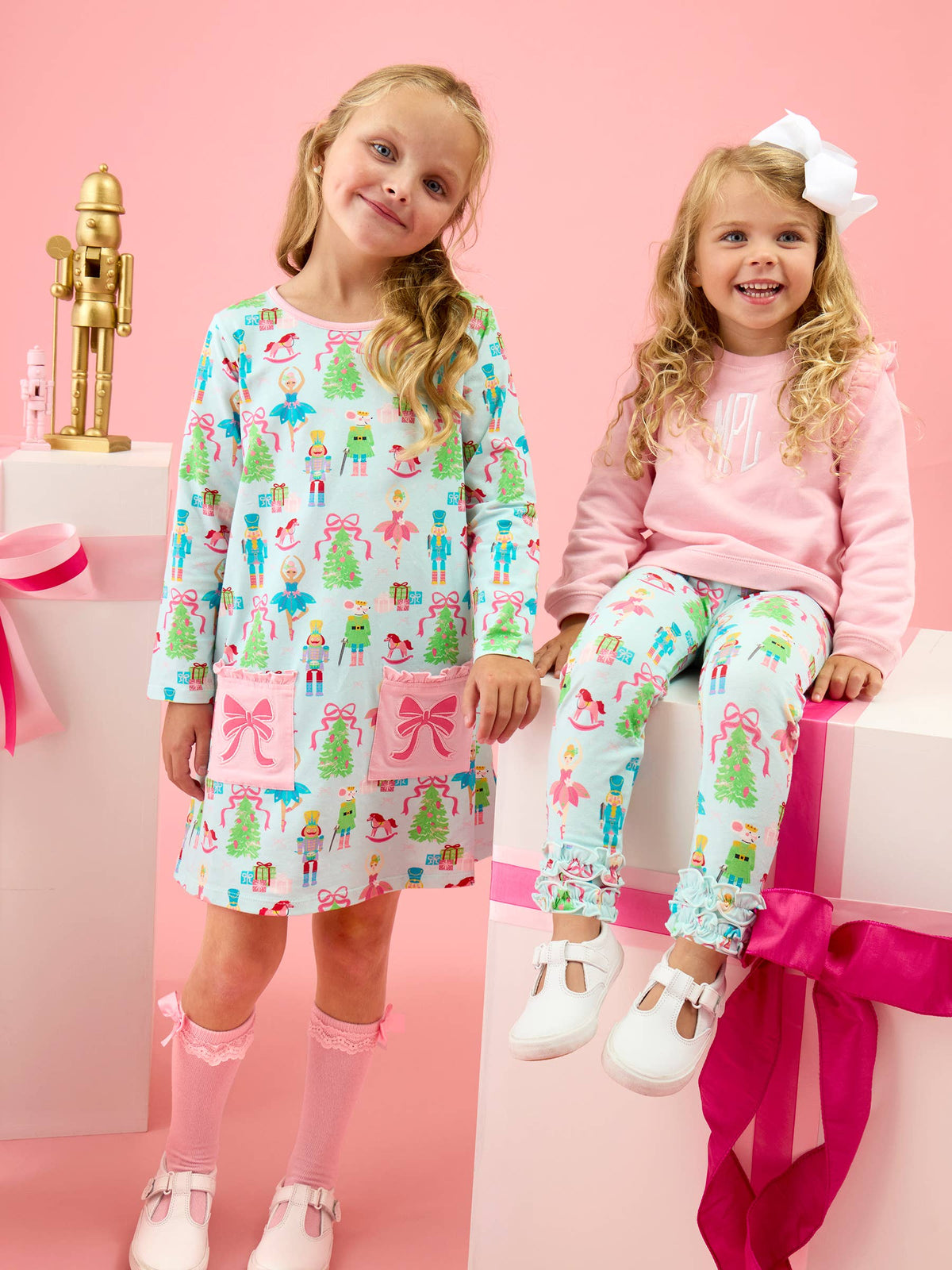 Girls White, Ocean Tide Blue, & Pink 3-Pack Lace Ruffle Bow Knee High Socks