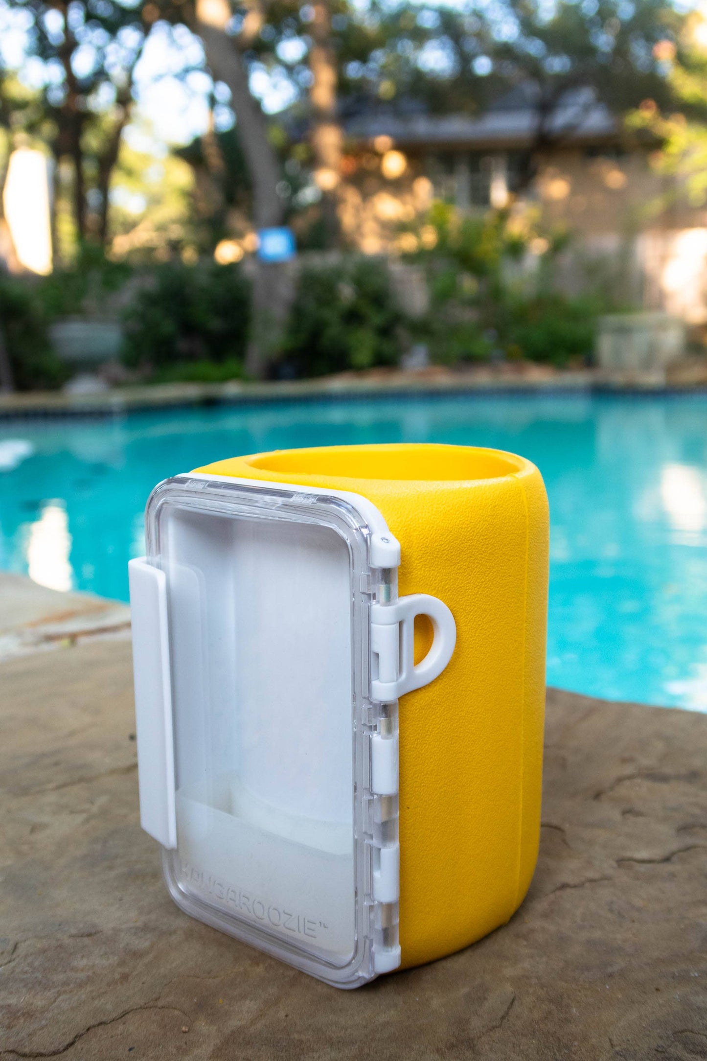 Kangaroozie (for regular cans) - Koozie with Pocket: Yellow Foam/Black Compartment