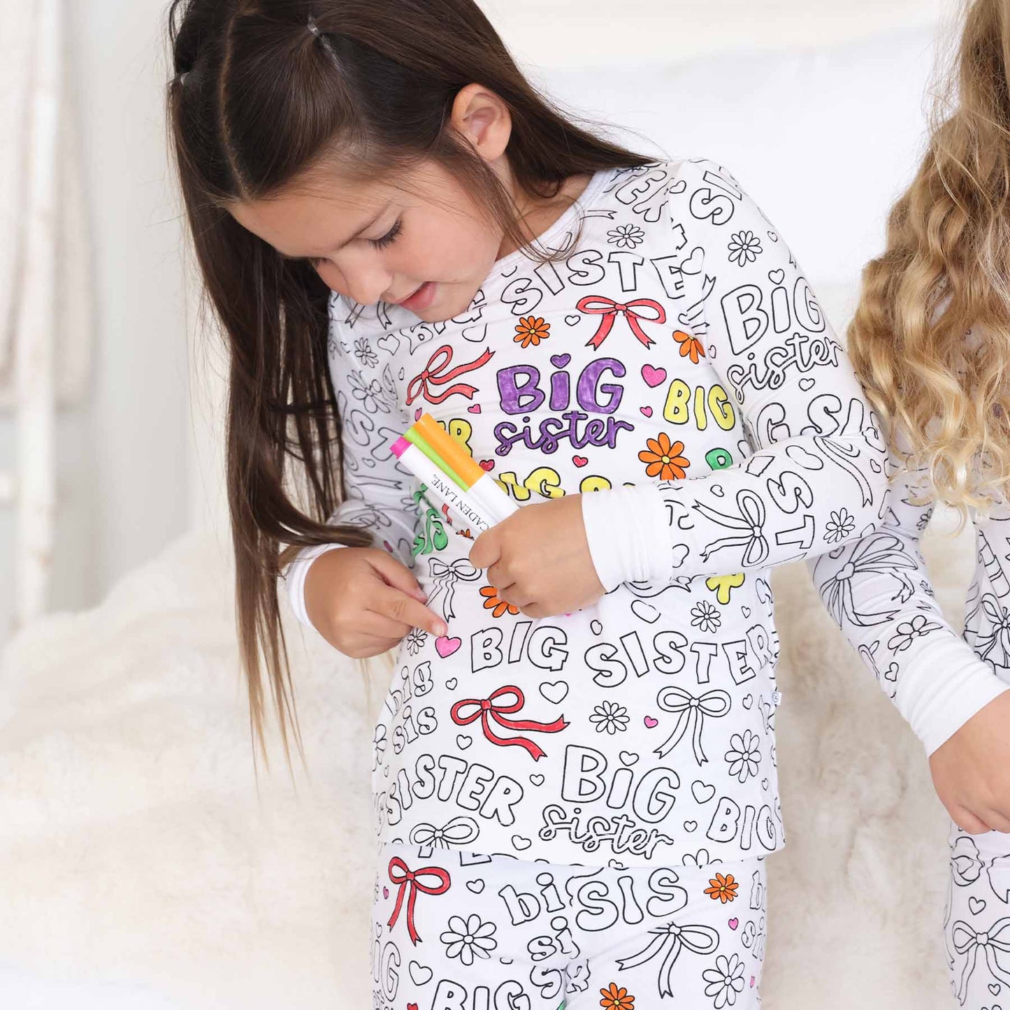 Colorable Two Piece Pajama Set | Big Sis
