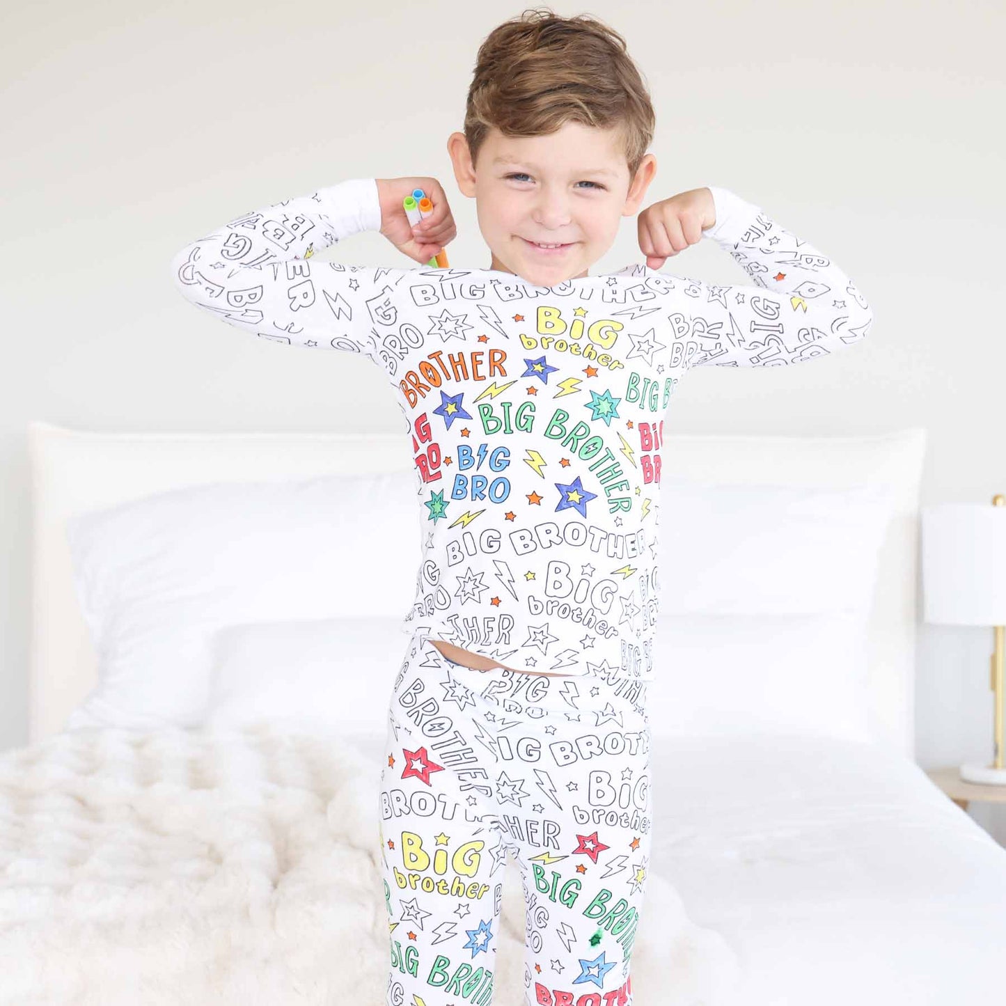 Colorable Two Piece Pajama Set | Big Bro