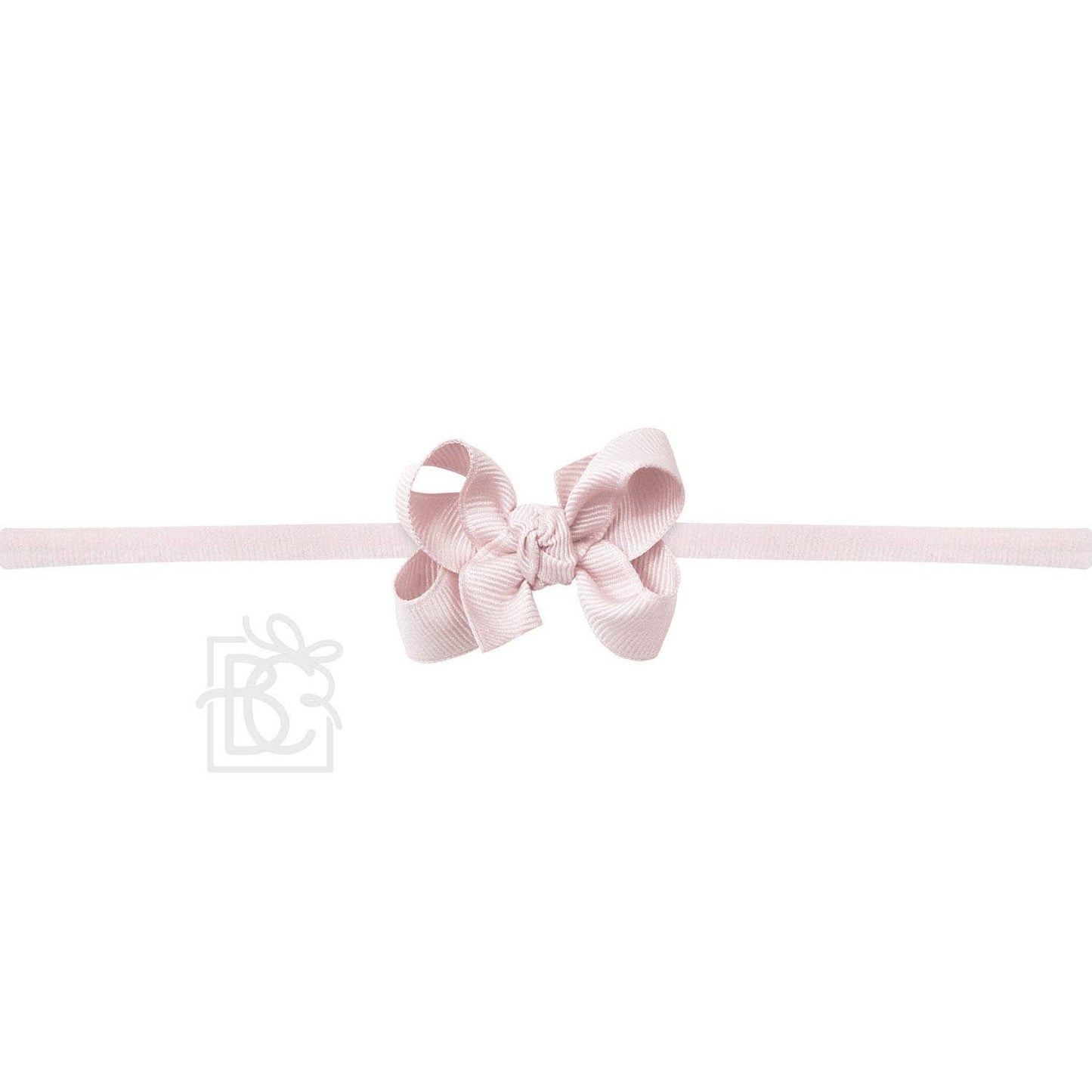 1/4" NYLON PANTYHOSE HEADBAND W/SIGNATURE GROSGRAIN BOW: L. PINK / 2" Toddler